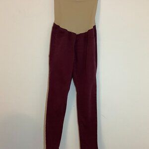Maternity Pants Indigo Blue Large Wine Color Cotton / Spandex Blend